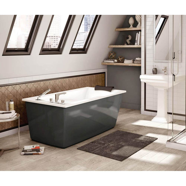 Maax - Optik 6032 F Acrylic Freestanding End Drain Aerofeel Bathtub in White with Thunder Grey Skirt - Thunder Gray