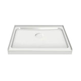 Square Base 32 3 in. 32 x 32 Acrylic Alcove Shower Base with Back Center Drain in White