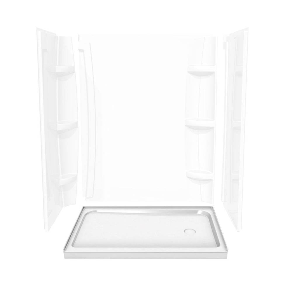 Rectangular Base 6036 3 in. Acrylic Alcove Shower Base with Left-Hand Drain in White