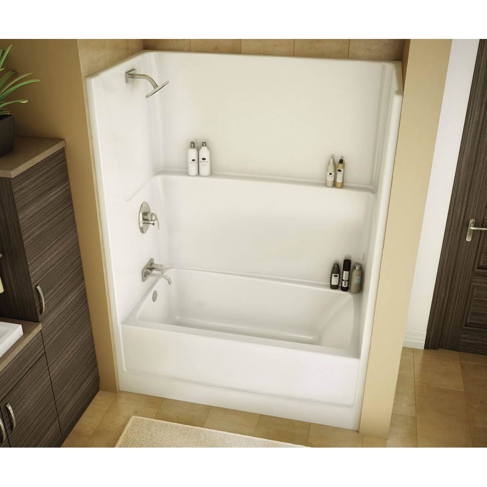 TSEA Plus 60 x 32 AcrylX Alcove Left-Hand Drain One-Piece Whirlpool Tub Shower in White