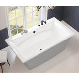 Optik 6636 F Acrylic Freestanding Center Drain Bathtub in White with Sterling Silver Skirt