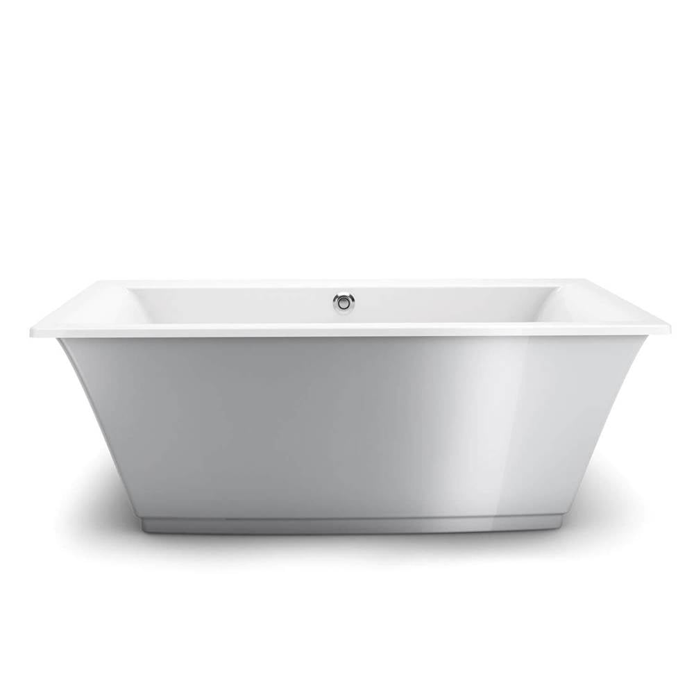 Optik 6636 F Acrylic Freestanding Center Drain Bathtub in White with Sterling Silver Skirt