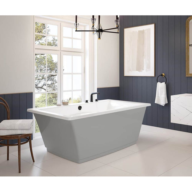 Maax - Optik 6636 F Acrylic Freestanding Center Drain Bathtub in White with Sterling Silver Skirt - Sterling Silver