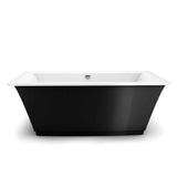Optik 6636 F Acrylic Freestanding Center Drain Aerofeel Bathtub in White with Black Skirt