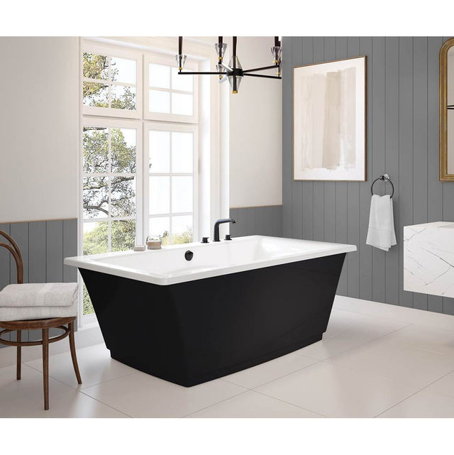 Maax - Optik 6636 F Acrylic Freestanding Center Drain Aerofeel Bathtub in White with Black Skirt - Black