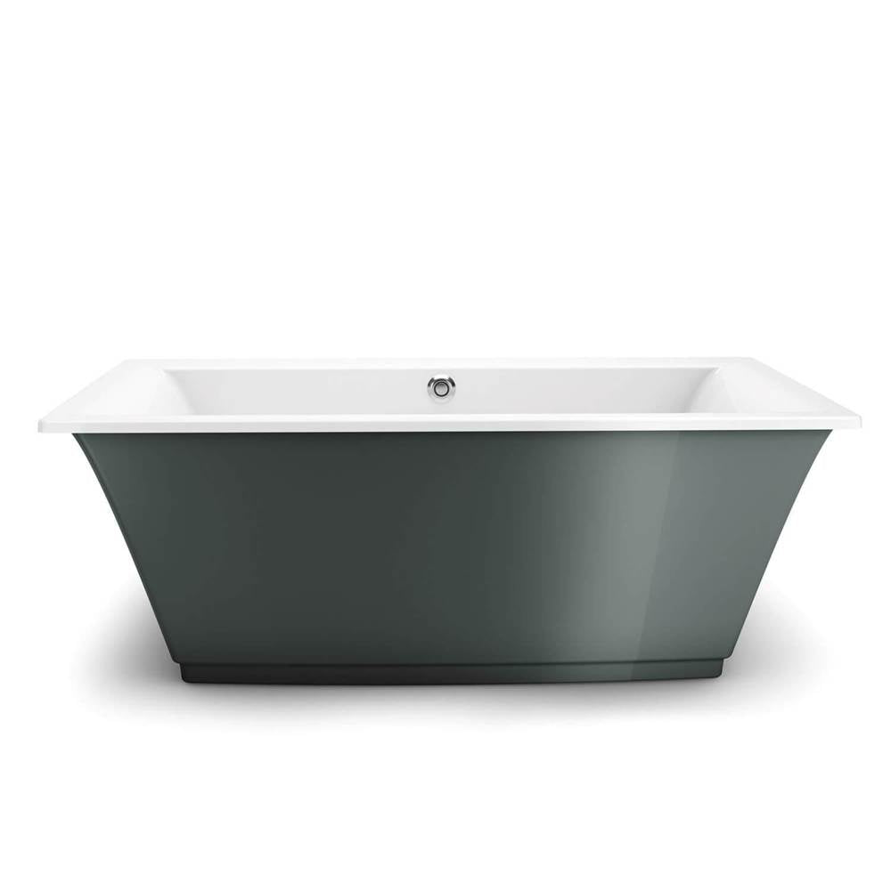 Optik 6636 F Acrylic Freestanding Center Drain Bathtub in White with Thunder Grey Skirt