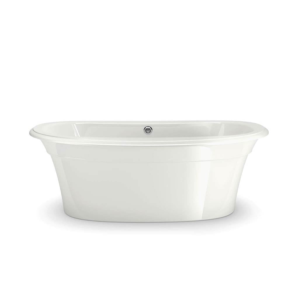 Ella Sleek 66 x 36 Acrylic Freestanding Center Drain Bathtub in White with White Skirt