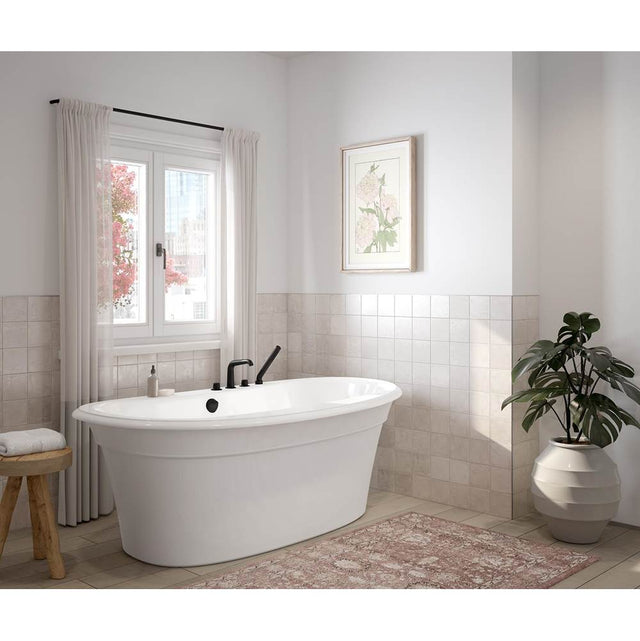 Maax - Ella Sleek 66 x 36 Acrylic Freestanding Center Drain Bathtub in White with White Skirt - White