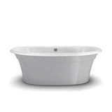 Ella Sleek 66 x 36 Acrylic Freestanding Center Drain Bathtub in White with Sterling Silver Skirt