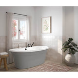 Maax - Ella Sleek 66 x 36 Acrylic Freestanding Center Drain Bathtub in White with Sterling Silver Skirt - Sterling Silver