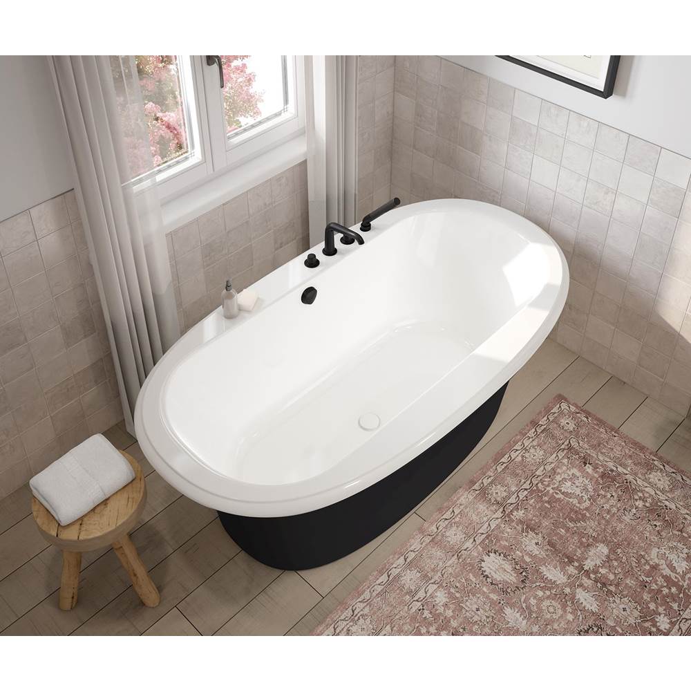 Ella Sleek 66 x 36 Acrylic Freestanding Center Drain Bathtub in White with Black Skirt
