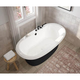 Ella Sleek 66 x 36 Acrylic Freestanding Center Drain Bathtub in White with Black Skirt