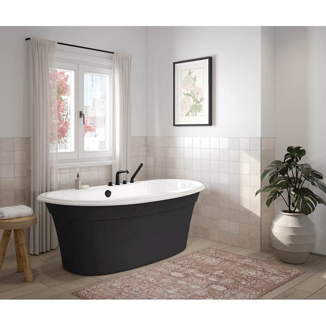 Maax - Ella Sleek 66 x 36 Acrylic Freestanding Center Drain Bathtub in White with Black Skirt - Black