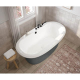 Ella Sleek 66 x 36 Acrylic Freestanding Center Drain Bathtub in White with Thunder Grey Skirt