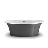 Ella Sleek 66 x 36 Acrylic Freestanding Center Drain Bathtub in White with Thunder Grey Skirt