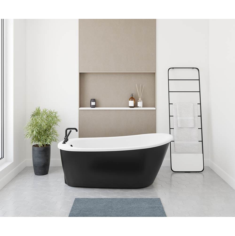 Maax - Sax 6032 AcrylX Freestanding End Drain Bathtub in White with Black Skirt - Black