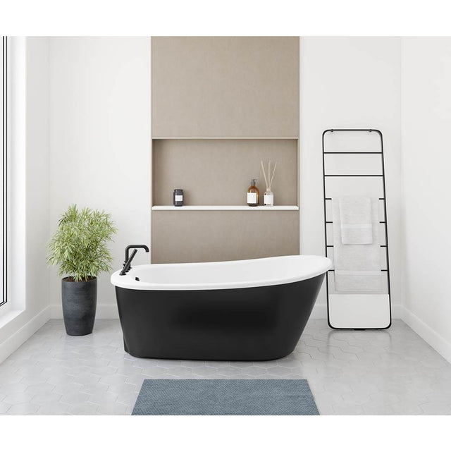 Maax - Sax 6032 AcrylX Freestanding End Drain Bathtub in White with Black Skirt - Black