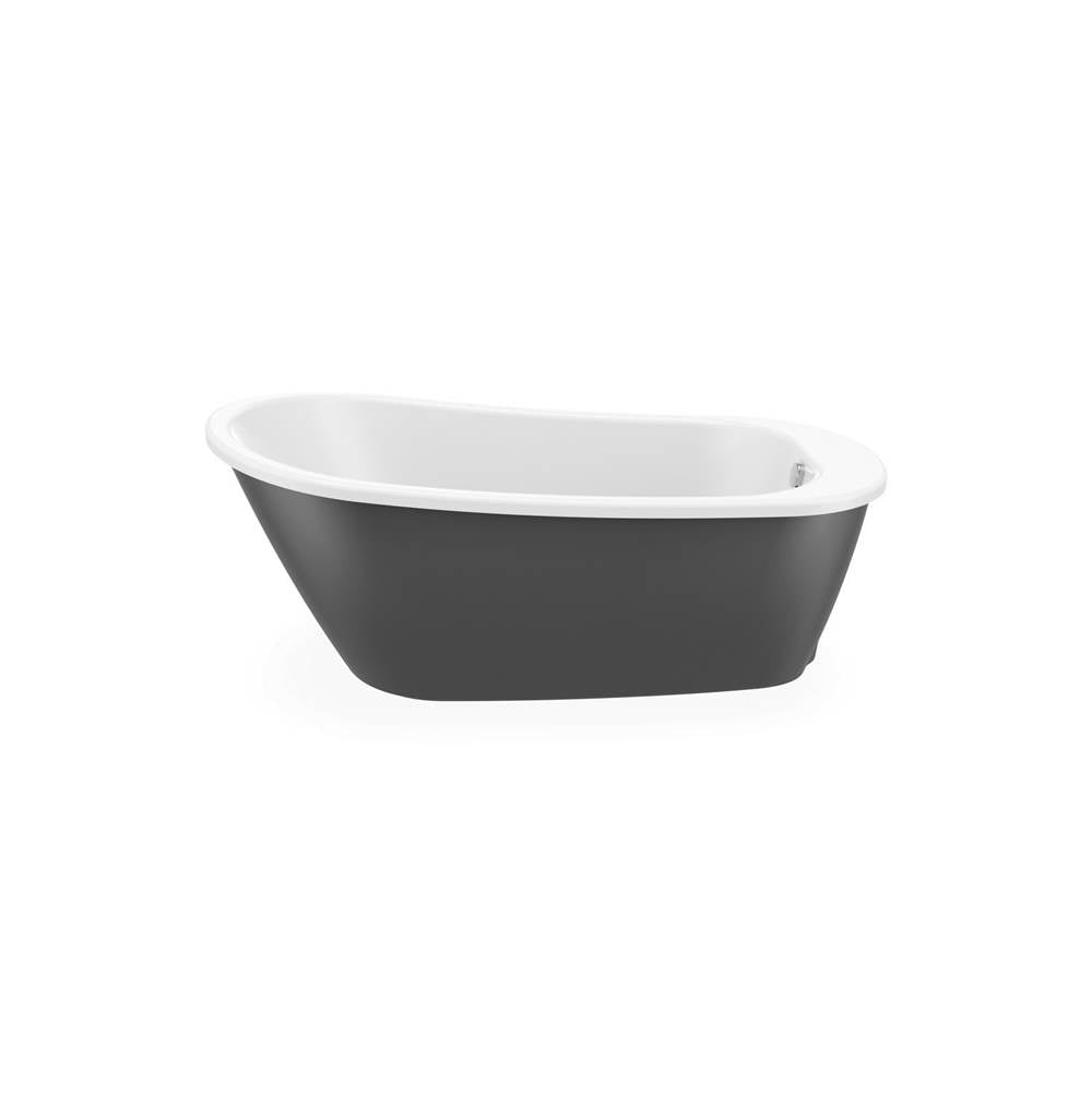 Sax 6032 AcrylX Freestanding End Drain Bathtub in White with Thundey Grey Skirt