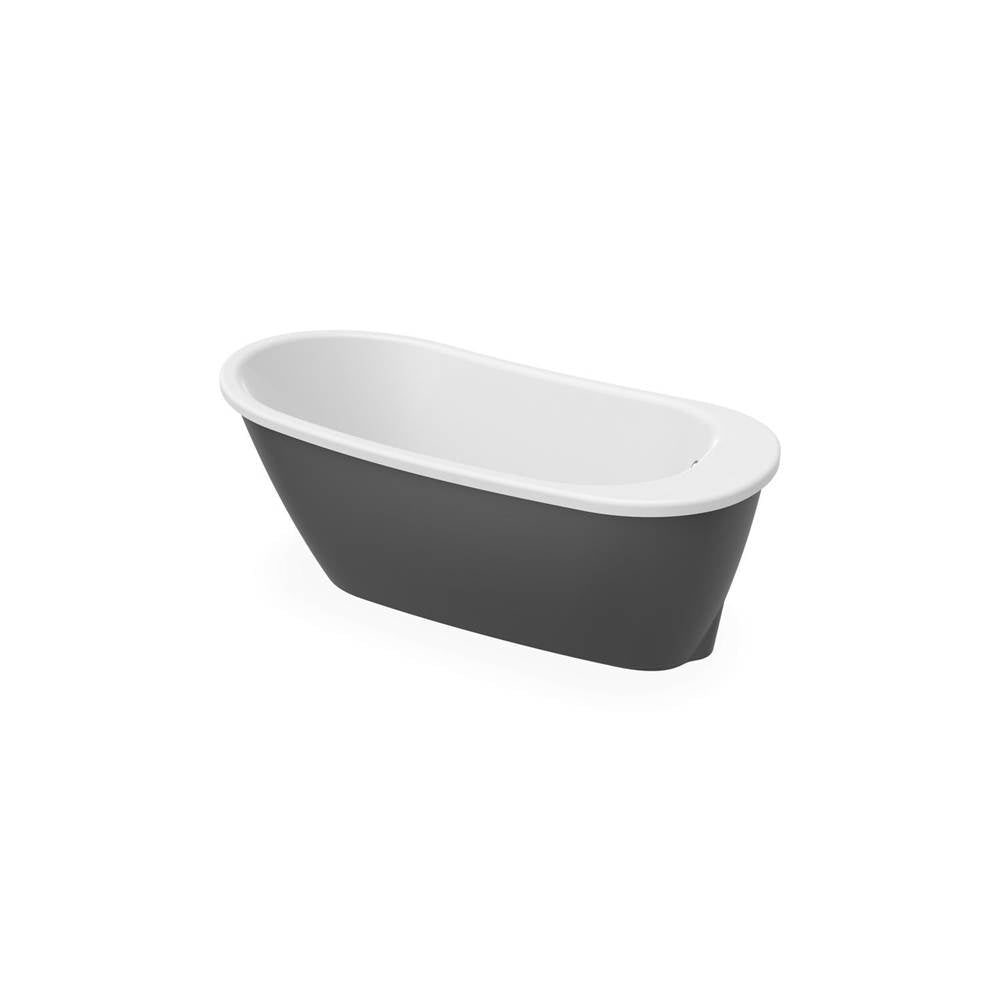 Sax 6032 AcrylX Freestanding End Drain Bathtub in White with Thundey Grey Skirt