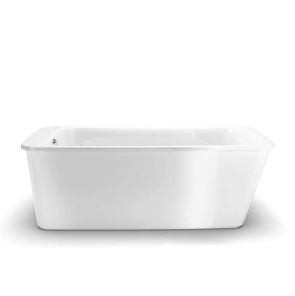 Lounge 6434 Acrylic Freestanding End Drain Bathtub in White with White Skirt