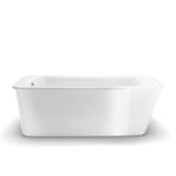 Lounge 6434 Acrylic Freestanding End Drain Bathtub in White with White Skirt