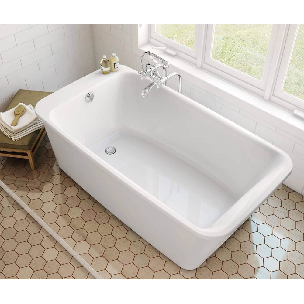 Lounge 6434 Acrylic Freestanding End Drain Bathtub in White with White Skirt