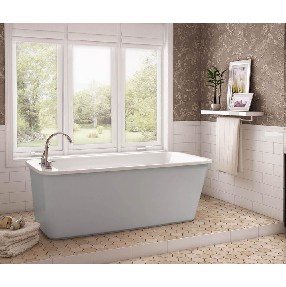 Maax - Lounge 6434 Acrylic Freestanding End Drain Bathtub in White with Sterling Silver Skirt - Sterling Silver