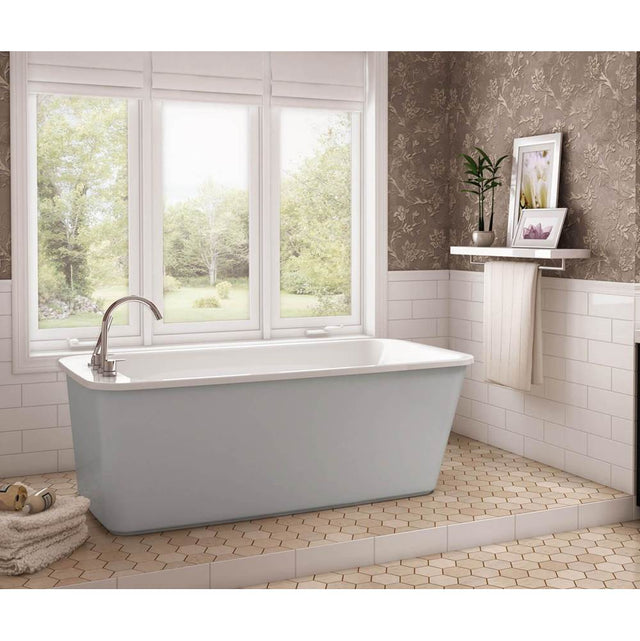 Maax - Lounge 6434 Acrylic Freestanding End Drain Bathtub in White with Sterling Silver Skirt - Sterling Silver