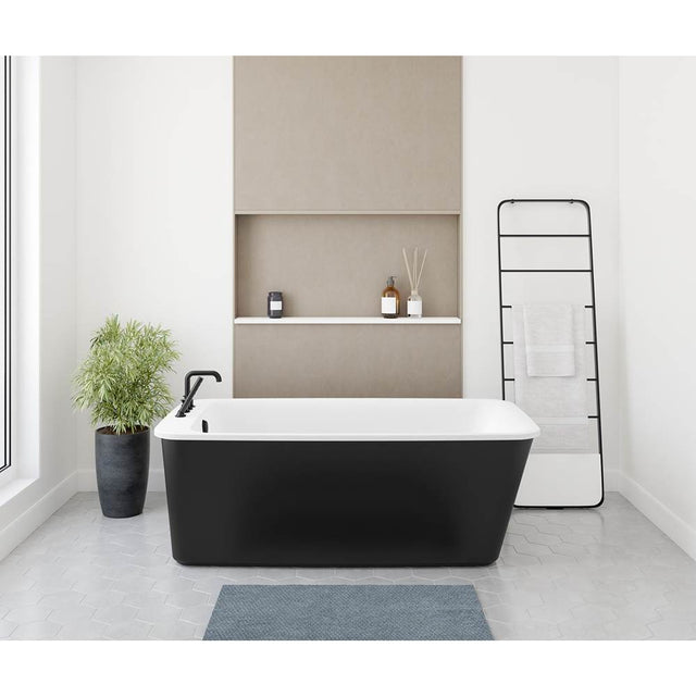 Maax - Lounge 6434 Acrylic Freestanding End Drain Bathtub in White with Black Skirt - Black