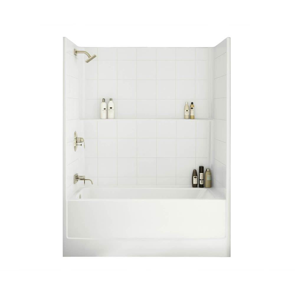 TSTEA Plus 60 x 32 AcrylX Alcove Left-Hand Drain One-Piece Whirlpool Tub Shower in White