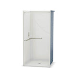 OPS-3636 - L-Shaped Grab Bar AcrylX Alcove Center Drain One-Piece Shower in White