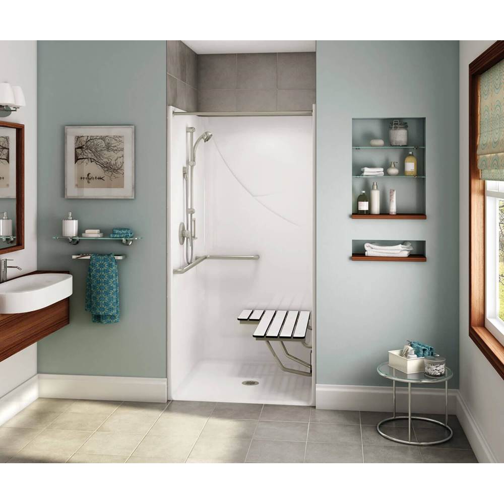 Maax - OPS-3636 - Complete Accessibility Package AcrylX Alcove Center Drain One-Piece Shower in White - White