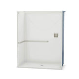 OPS-6030 - ADA L-Bar AcrylX Alcove Center Drain One-Piece Shower in White