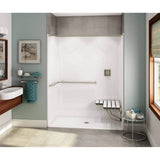 Maax - OPS-6030 - ADA Grab Bar and Seat AcrylX Alcove Center Drain One-Piece Shower in White - White