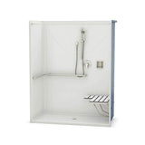 OPS-6030 ADA Compliant (with Seat) AcrylX Alcove Center Drain One-Piece Shower in White