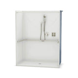 OPS-6030 ADA Compliant (without Seat) AcrylX Alcove Center Drain One-Piece Shower in White