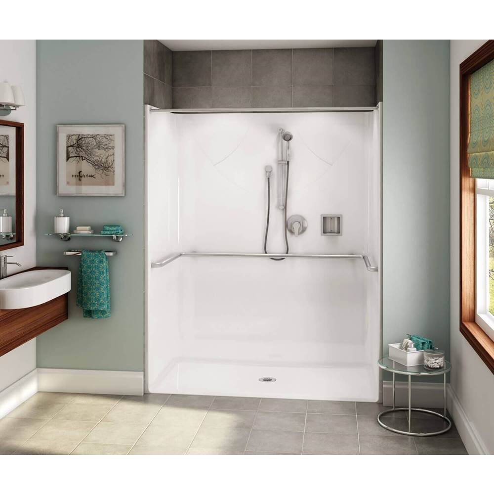 Maax - OPS-6030 ADA Compliant (without Seat) AcrylX Alcove Center Drain One-Piece Shower in White - White