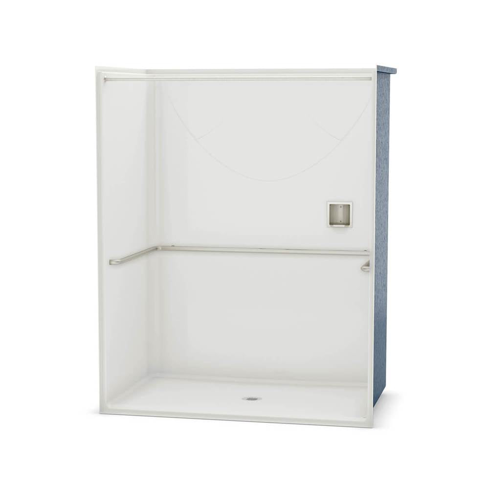 OPS-6036 - ADA U-Bar AcrylX Alcove Center Drain One-Piece Shower in White