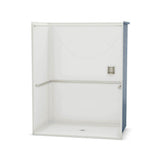 OPS-6036 - ADA U-Bar AcrylX Alcove Center Drain One-Piece Shower in White