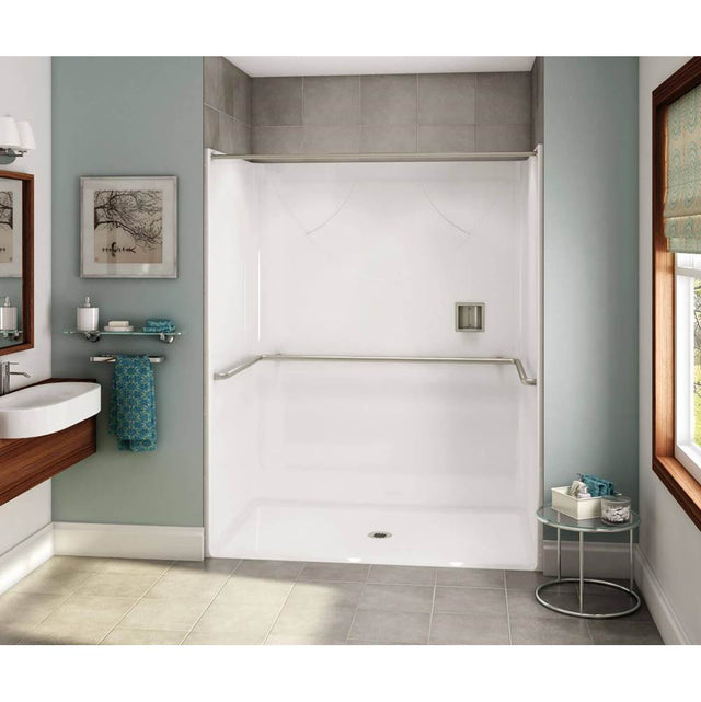Maax - OPS-6036 - ADA U-Bar AcrylX Alcove Center Drain One-Piece Shower in White - White