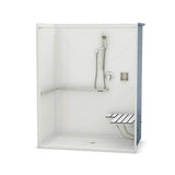 OPS-6036 ADA Compliant (with Seat) AcrylX Alcove Center Drain One-Piece Shower in White