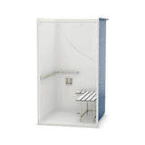 OPS-4248 - California Title 24 Grab Bar and Seat AcrylX Alcove Center Drain One-Piece Shower in White