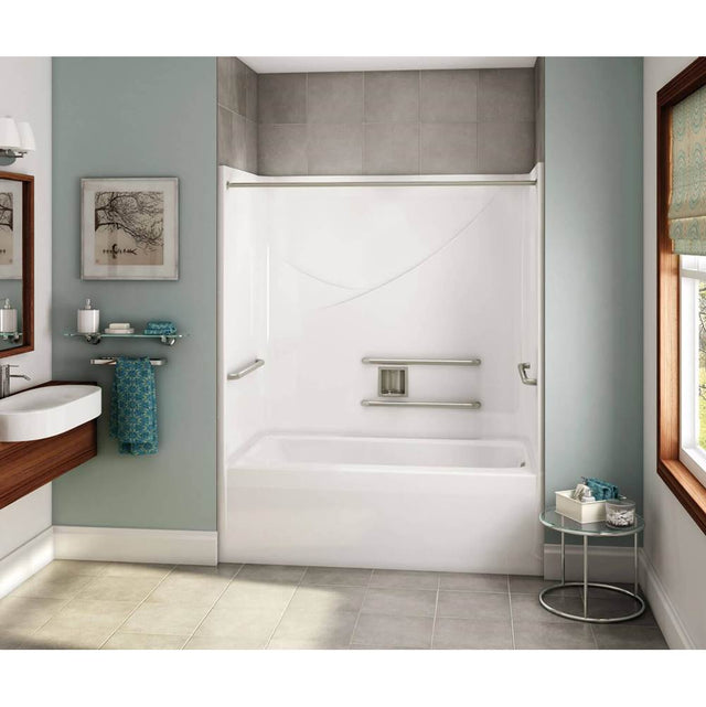 Maax - OPTS-6032 - ADA Grab Bars AcrylX Alcove Right-Hand Drain One-Piece Tub Shower in White - White