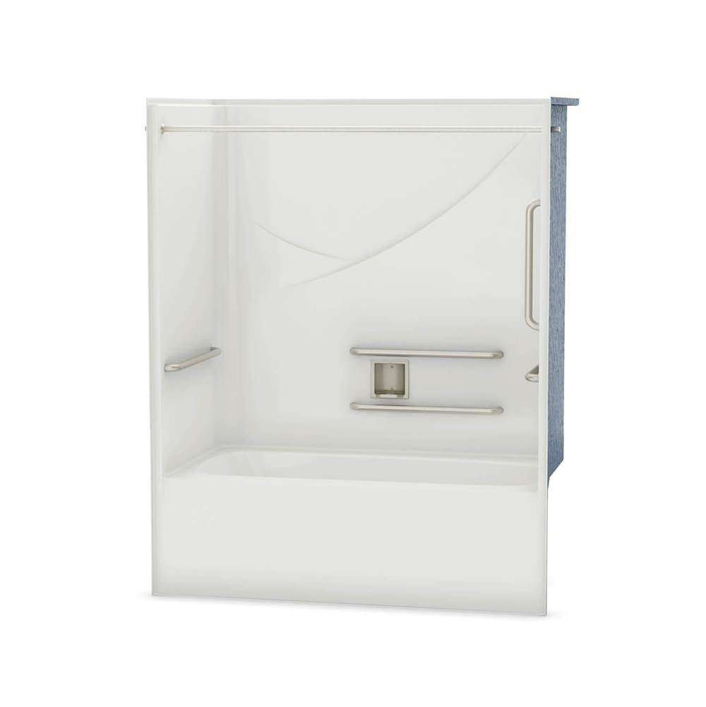 OPTS-6032 - ANSI Grab Bars AcrylX Alcove Left-Hand Drain One-Piece Tub Shower in White