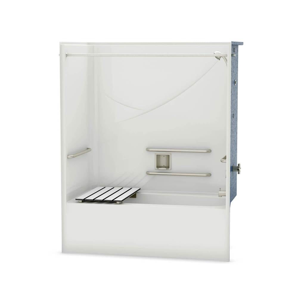 OPTS-6032 - ADA Compliant AcrylX Alcove Left-Hand Drain One-Piece Tub Shower in White