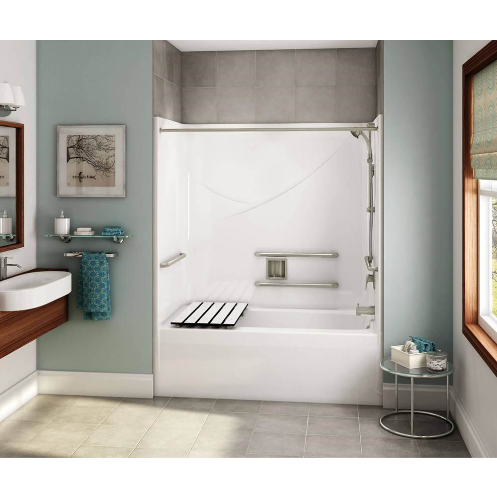 Maax - OPTS-6032 - ADA Compliant AcrylX Alcove Left-Hand Drain One-Piece Tub Shower in White - White