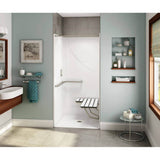 Maax - OPS-3636-RS - L-shaped Grab Bar and Seat AcrylX Alcove Center Drain One-Piece Shower in White - White