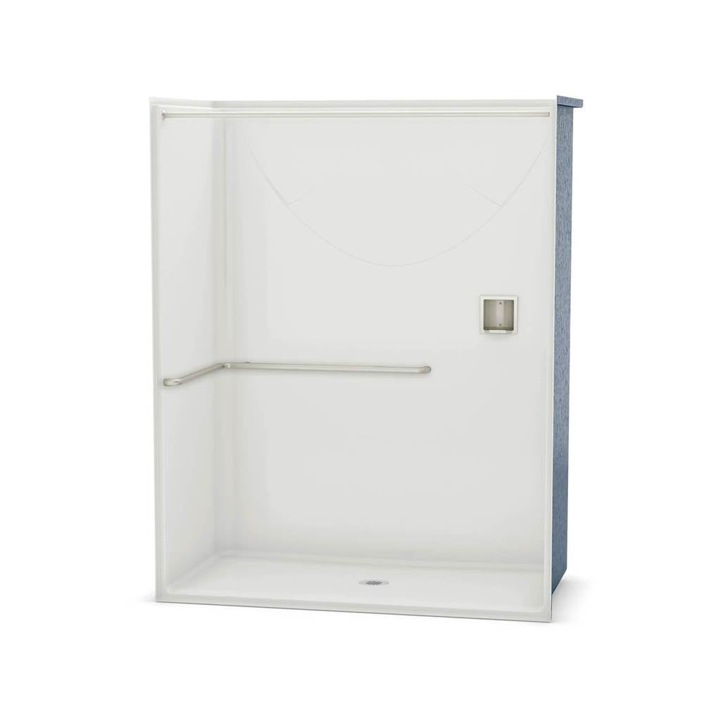 OPS-6030-RS - ADA L-Bar AcrylX Alcove Center Drain One-Piece Shower in White
