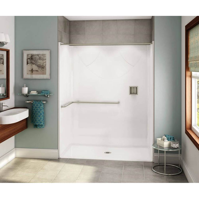 Maax - OPS-6030-RS - ADA L-Bar AcrylX Alcove Center Drain One-Piece Shower in White - White