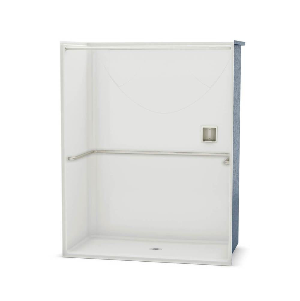 OPS-6030-RS - ADA U-Bar AcrylX Alcove Center Drain One-Piece Shower in White